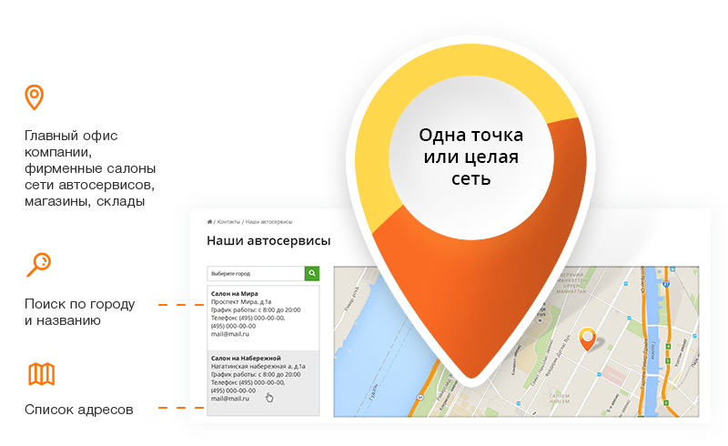 Страница с адресами в шаблоне сайта автосервиса (AutoCity) Страница с адресами в шаблоне сайта автосервиса (AutoCity)